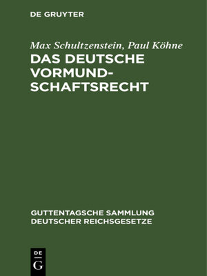 cover image of Das deutsche Vormundschaftsrecht
